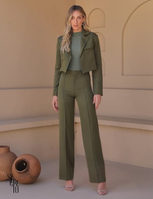 Conjunto Blazer e Calça Barbara Verde Militar| Secreto Closet
