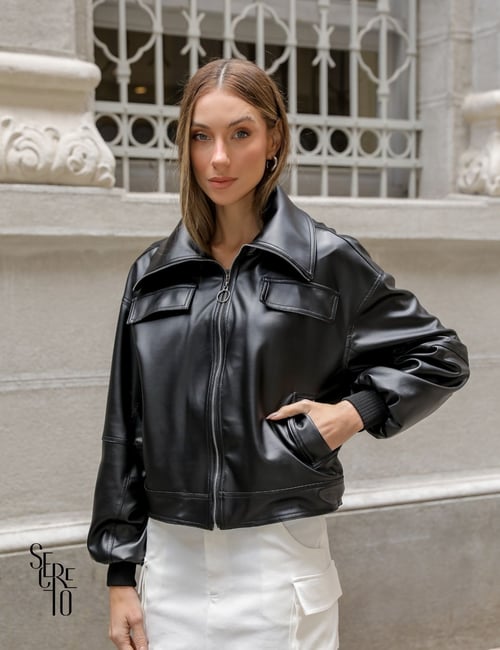 Jaqueta Couro Eco Vivian Preto| Secreto Closet
