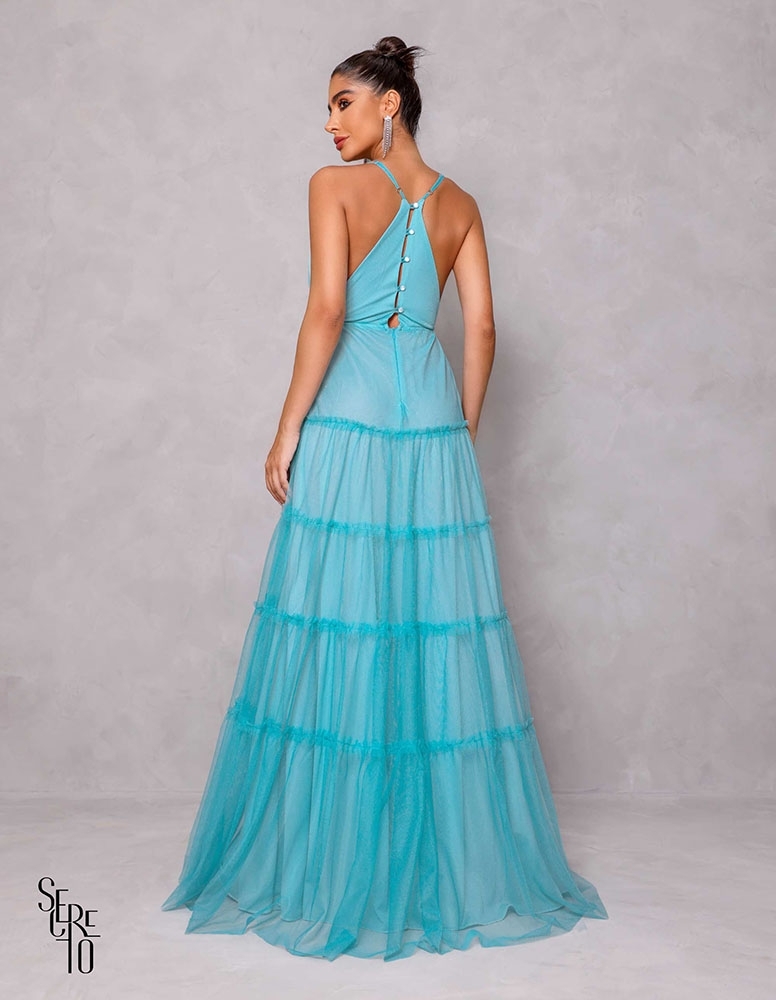 Vestido Longo Tamira Azul Tiffany