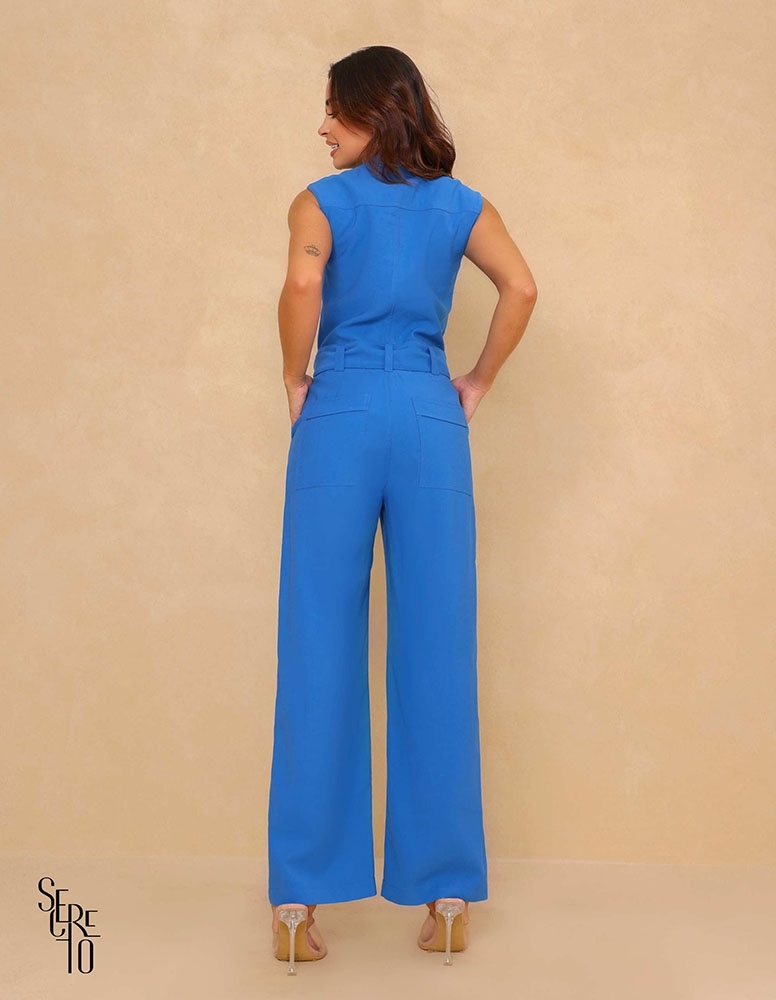Macacao Pantalona Vanessa Azul
