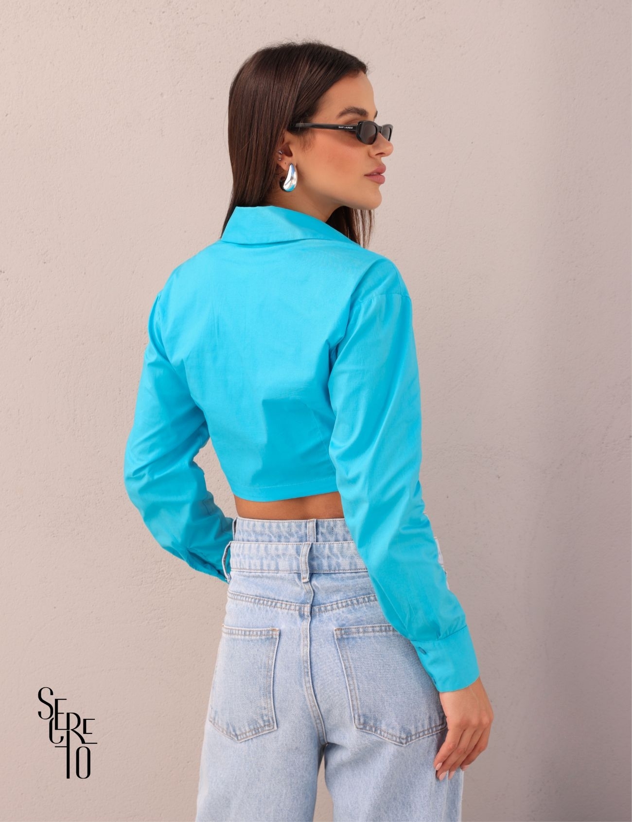 Camisa Nanda Azul e Calça Lia Jeans Claro