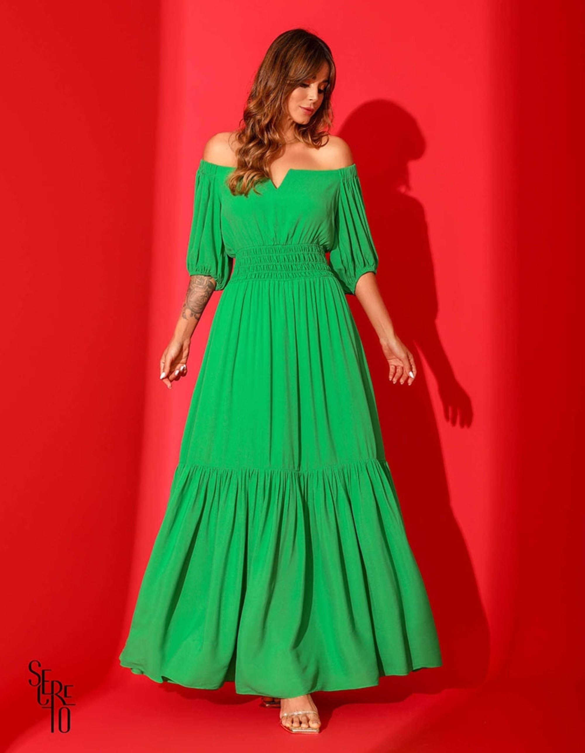 Vestido Longo Ciganinha Barbara Verde