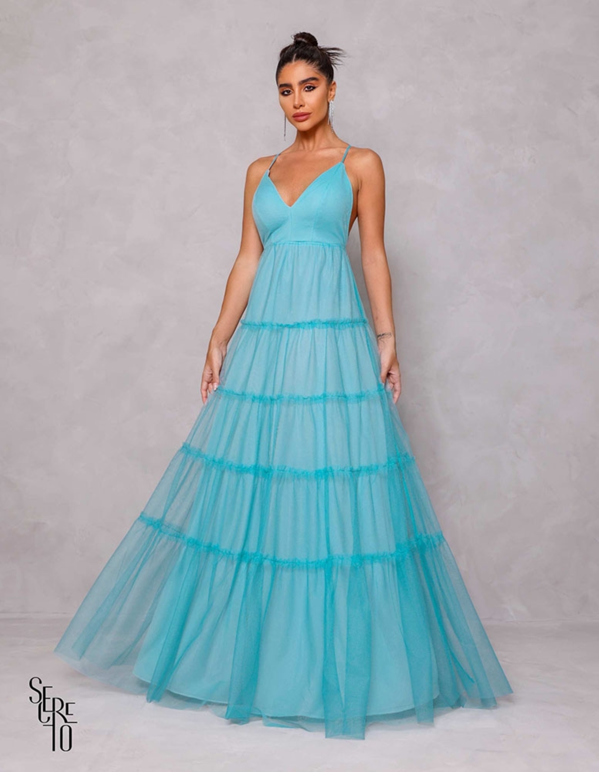 Vestido Longo Tamira Azul Tiffany