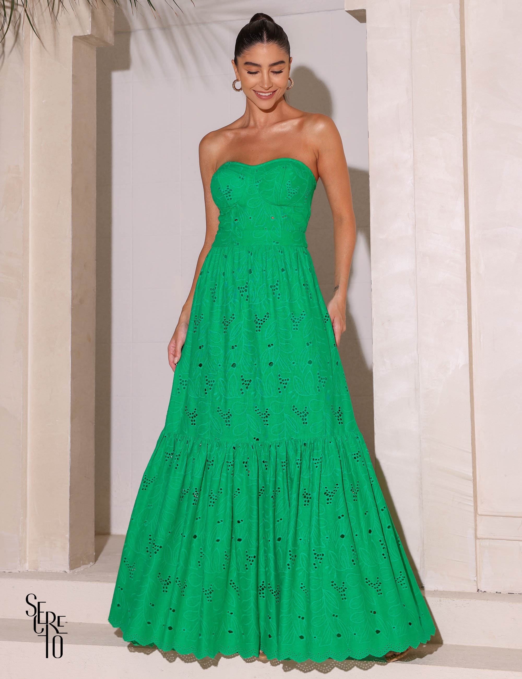 Vestido Longuete T.Q.C Bordado Liliana Verde